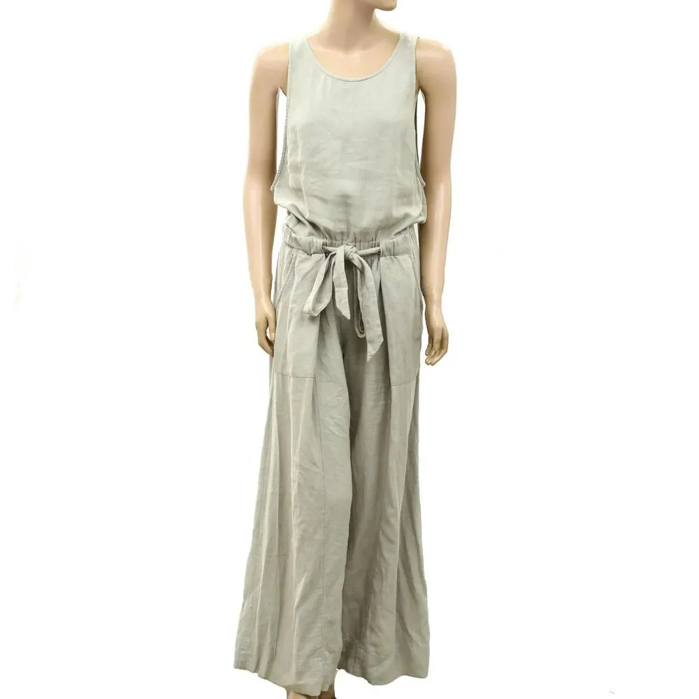 Free People Free-Est Sandshell Linen Linden One-Piece Jumpsuit Dress XS 289733
